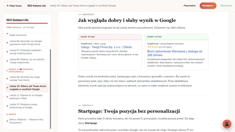 Jak wygląda dobry i słaby wynik w Google