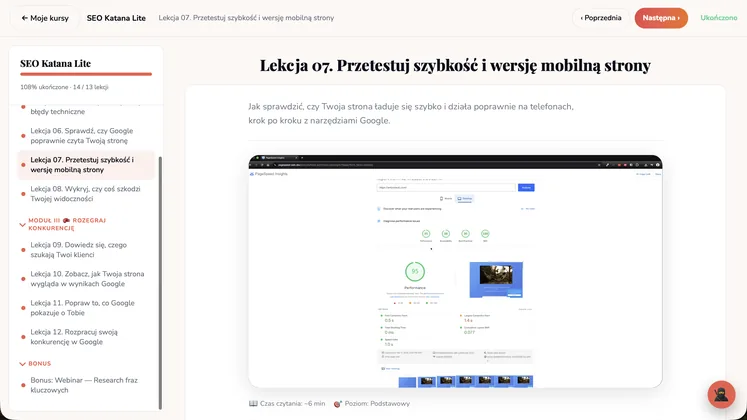 Przetestuj szybkość i wersję mobilną strony